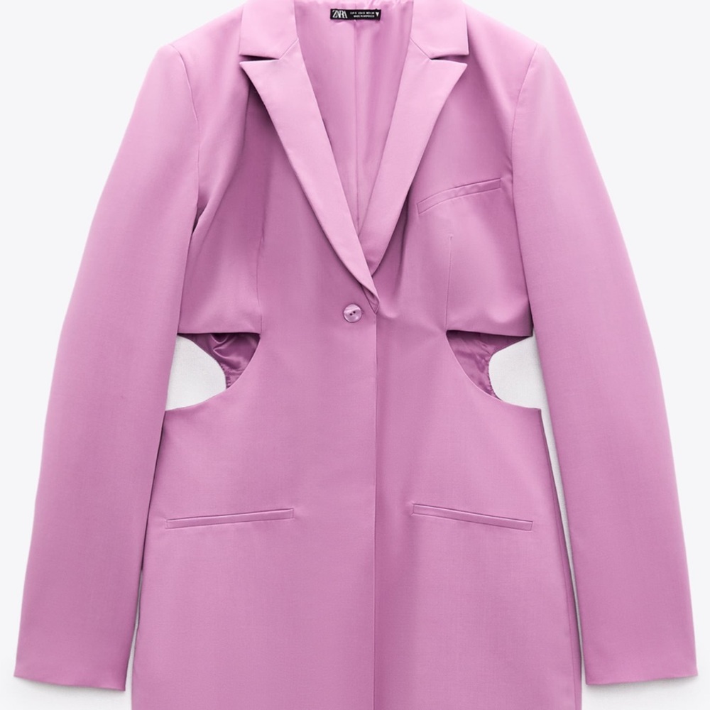 Zara Pink Asymmetrical Cutout Blazer Dress